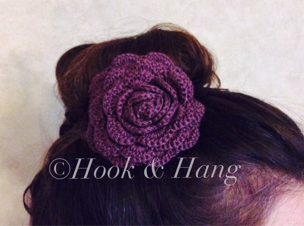 Rose Flower Messy Bun Wrap Hair Bun wrap Flower Bun by HookNHang