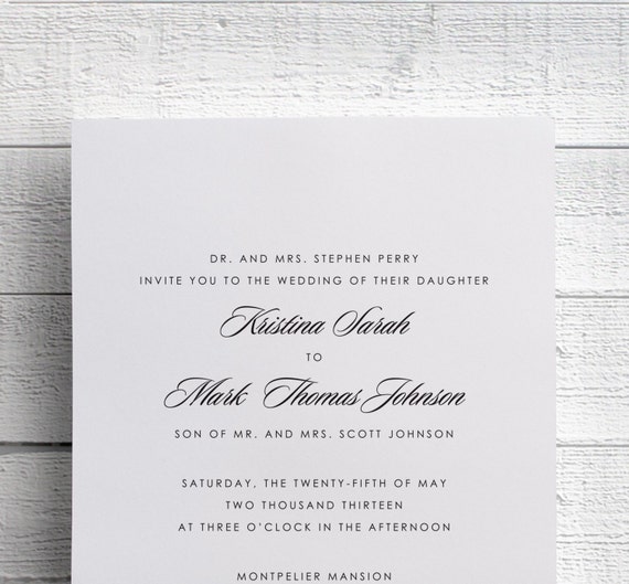 Simple Wedding Invitations Black And White By Edenweddingstudio