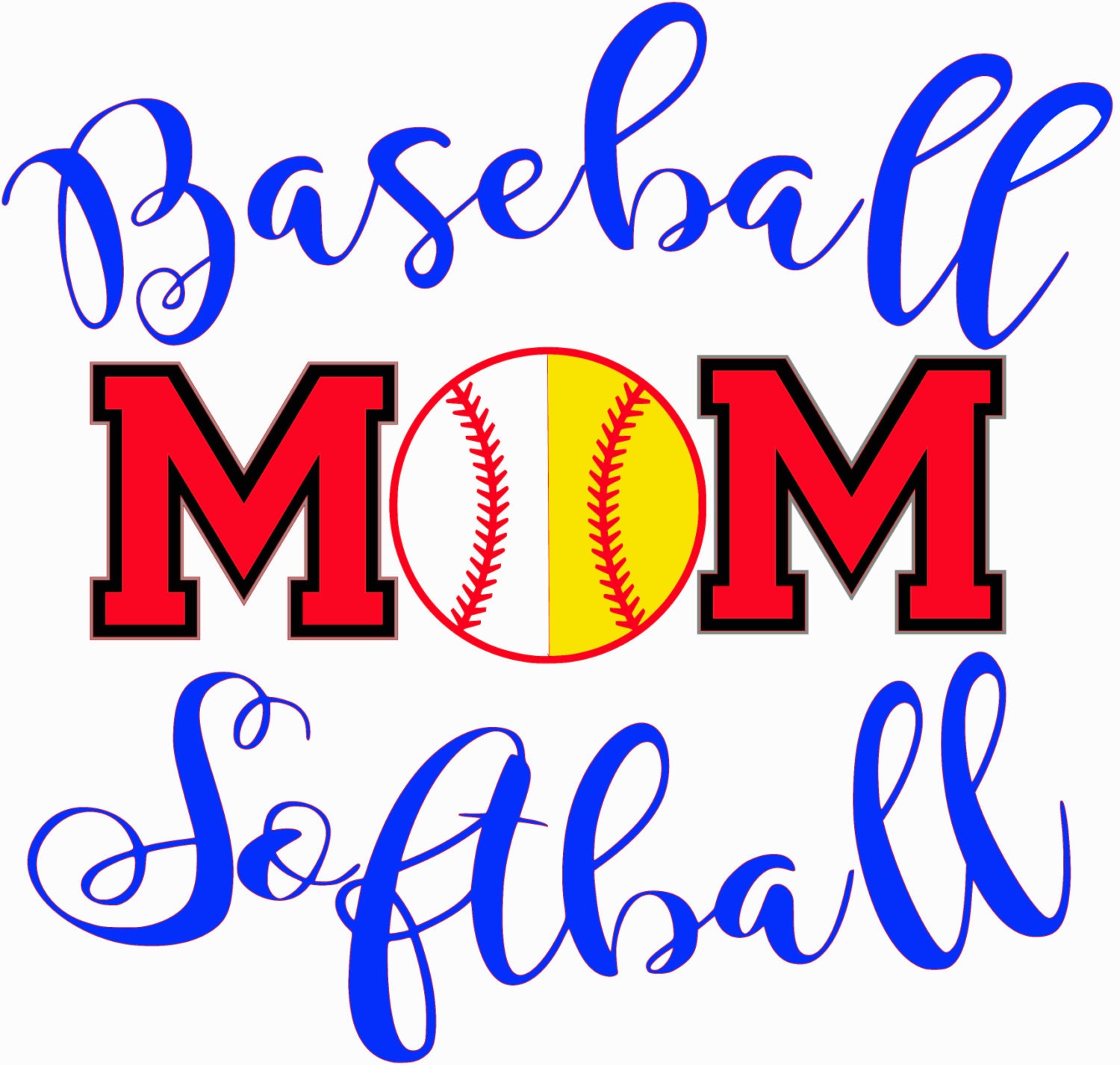 Baseball Softball Mom Softball Dad Split Divided SVG File For