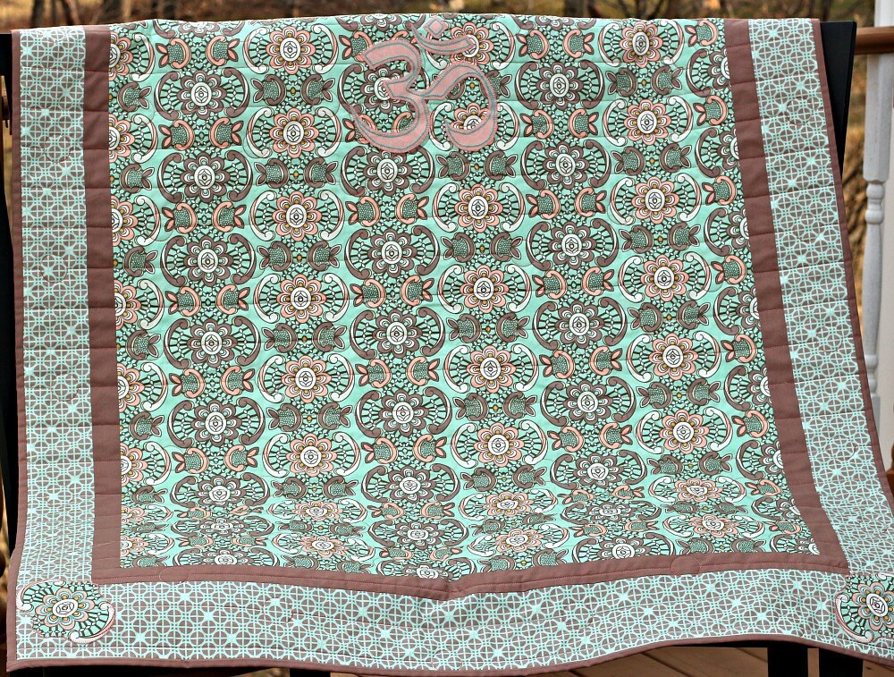 Quilted Meditation Mat/Yoga Quilt/Yoga Decor/Applique Om