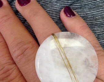 Oversized Natural Stone Ring Hand Made Oversized Natural Stone Ring Hand Made