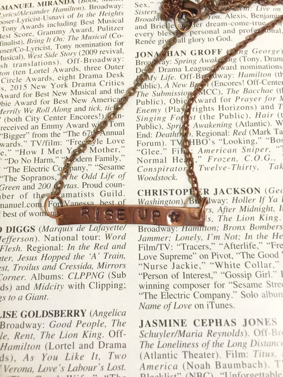 Hamilton Broadway My Shot Rise Up Lyrics Bar Necklace