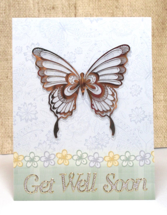 Get Well Card Butterfly Card Get Well Soon Handmade by doodleshop