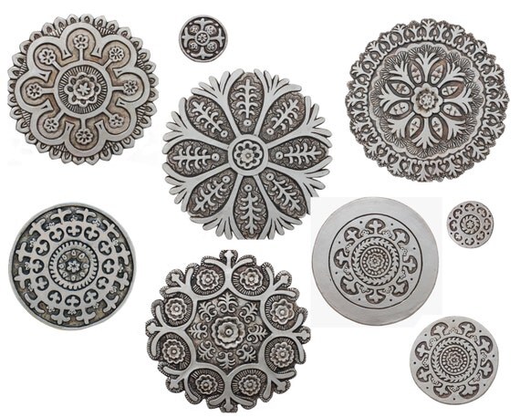Circle Wall Art 9 circle wall art with suzani designs painted in aged silver Circle Wall Art 9 circle wall art with suzani designs painted in aged silver