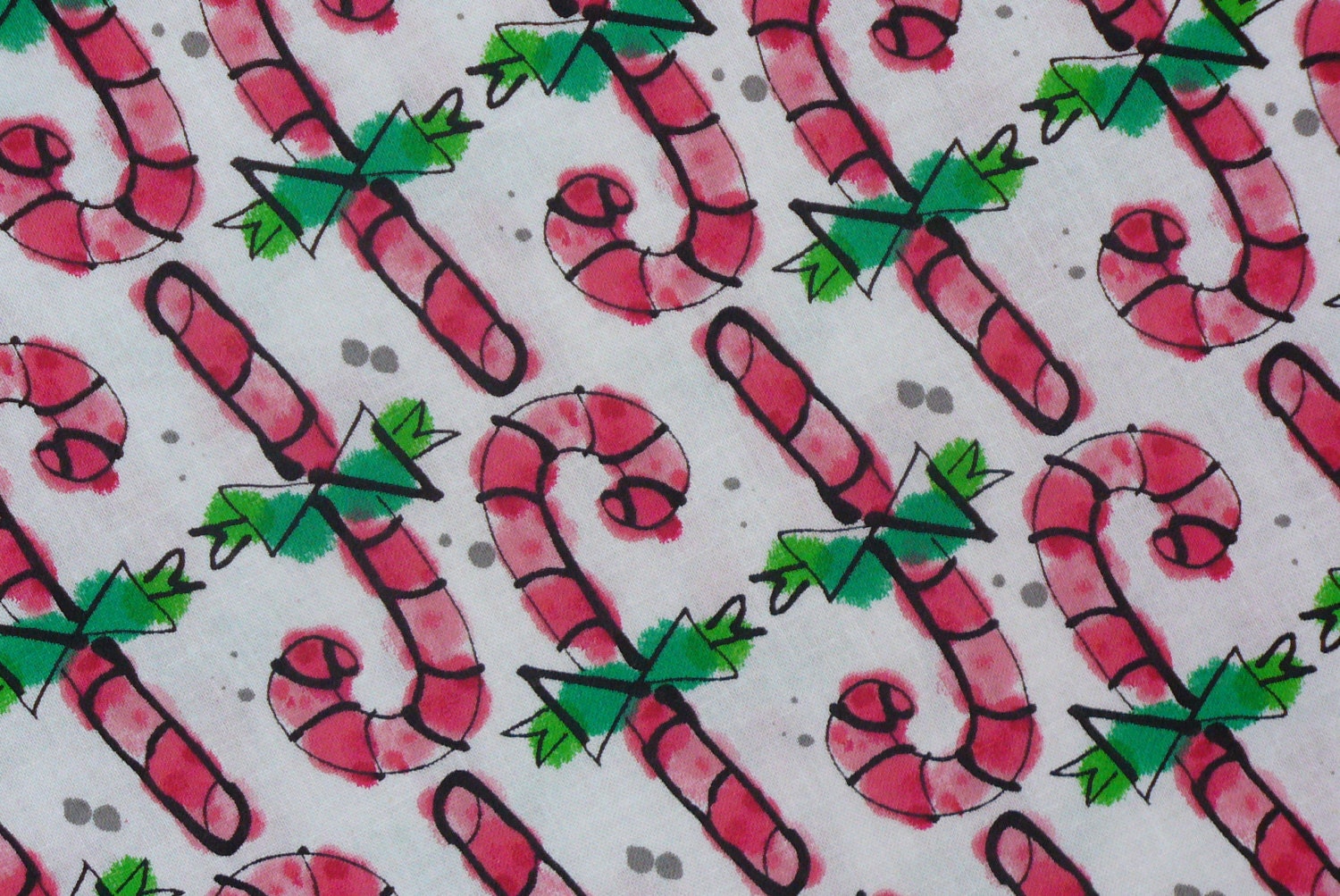 Candy Canes Fabric, Christmas Fabric, Primitive Style Candy Canes