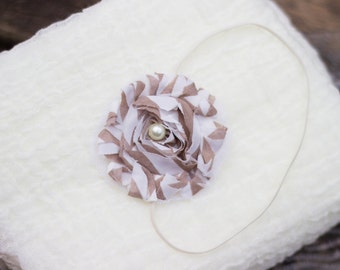 Premium Cheesecloth Wrap Headband Set Newborn Baby Girl Shabby Frayed Flower Headband and Ivory Cheesecloth Wrap Set