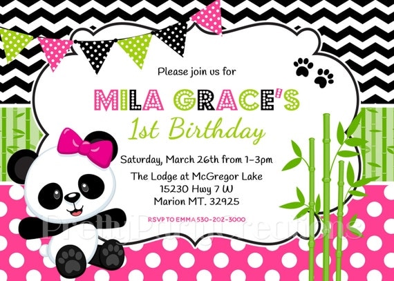 PANDA birthday invitation You Print