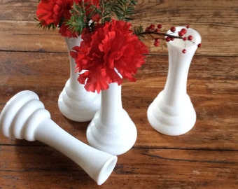 Vintage Milk Glass Art Deco Bee Hive Floral Vases / Randall White Mini Vases/ Wedding Table Vases/ Holiday. Decor