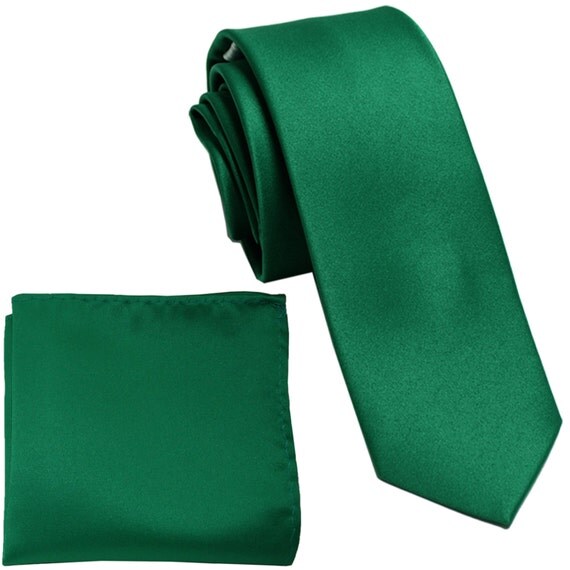 Men's Solid Emerald Green slim 2.5 Necktie and