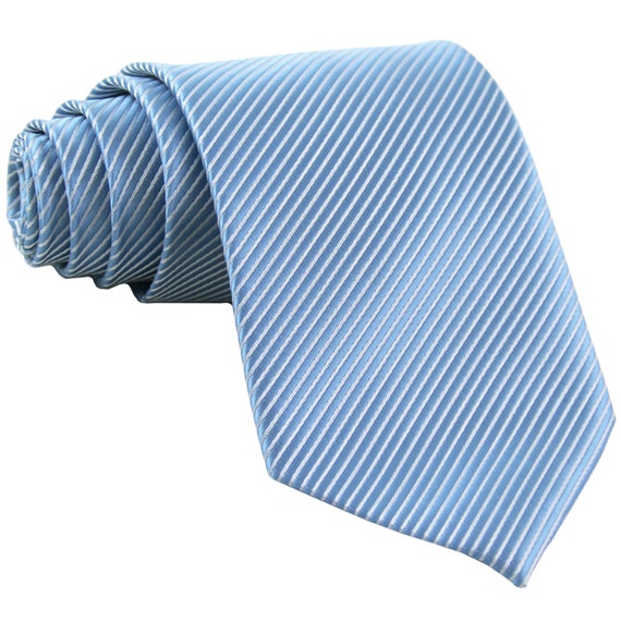 Men's Horizontal Striped Light Blue Regular Necktie for
