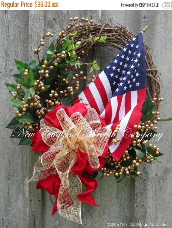 ON SALE Patriotic Wreath Americana Wreath by NewEnglandWreath