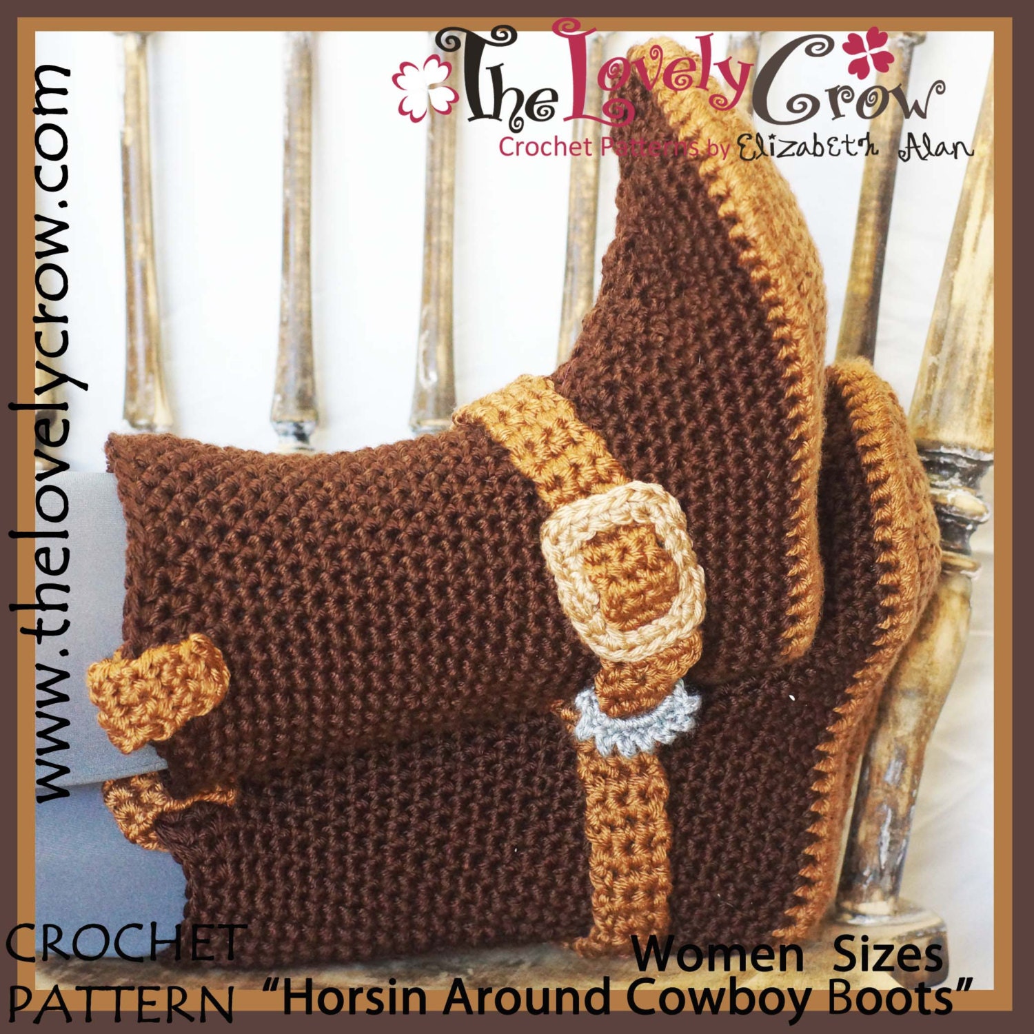 Crochet Pattern Adult Sizes Cowboy Boots