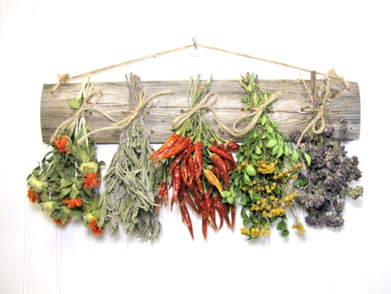 Dried Herb Rack Kitchen Decor Dried Floral Arrangement Wall