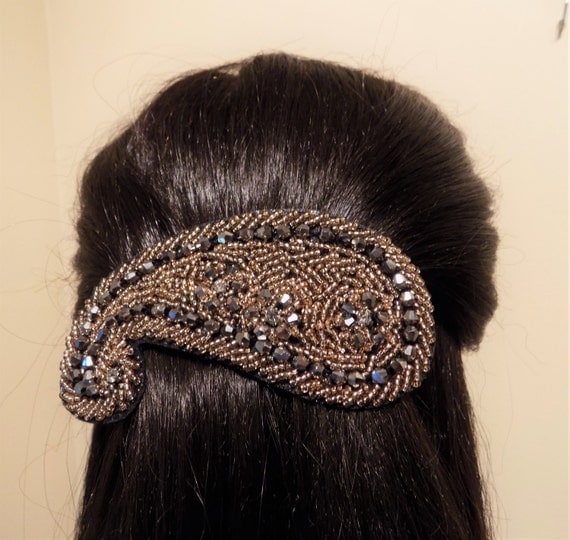Large Barrette for Thick Hair/ Beaded Barrette