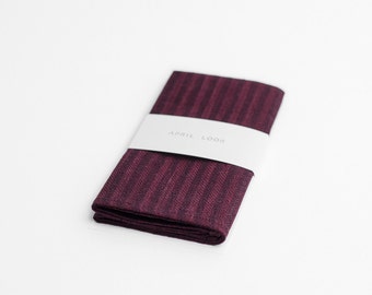 Merlot red pocket square, striped pocket square, MADE TO ORDER