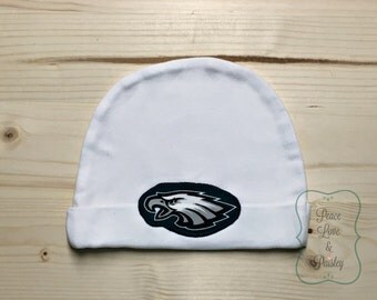 Philadelphia Eagles Baby Hat Made from Philadelphia Eagles Fabric, Eagles Baby, Baby Eagles, Baby Shower Gift, New Baby Gift, New Dad Gift