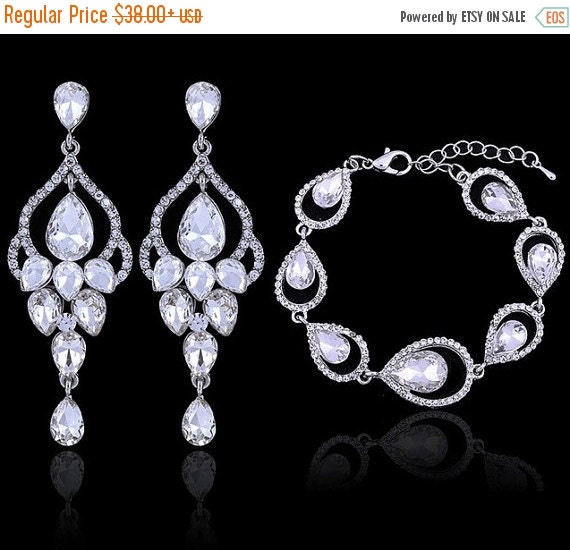 Bridal earrings Bridal bracelet Bridal jewelry set Wedding