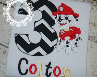 Paw Patrol Birthday Applique Shirt - Birthday Design - Paw Patrol Birthday Shirt with Birthday Number and Name