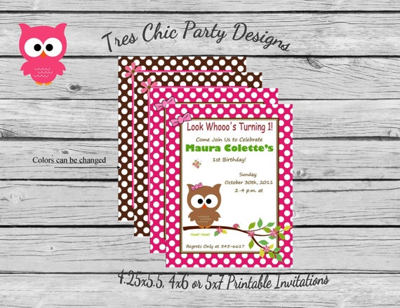 Owl birthday invitations owl invitations owl birthday invite owl birthday theme pink owl invitation pink owl invites pink owl birthday Il_570xn
