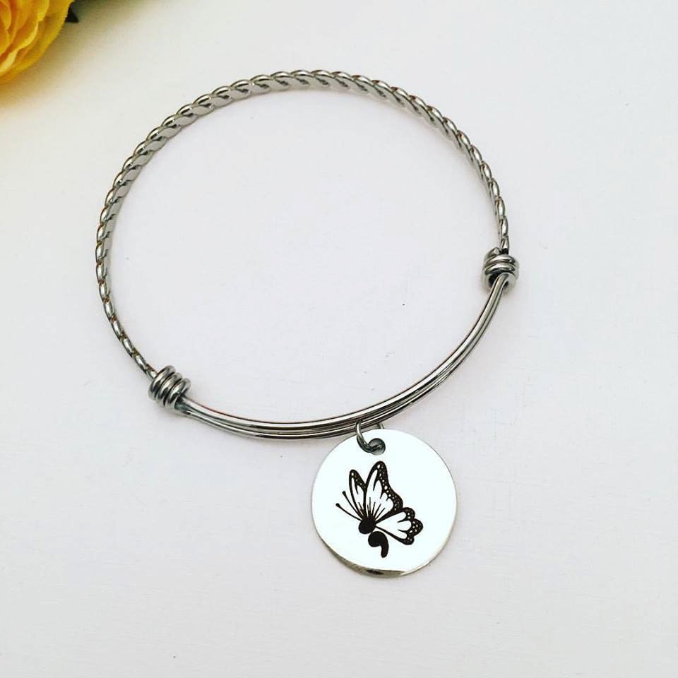 Semicolon Bracelet Hand Stamped Jewelry by MotherDaughterJewel