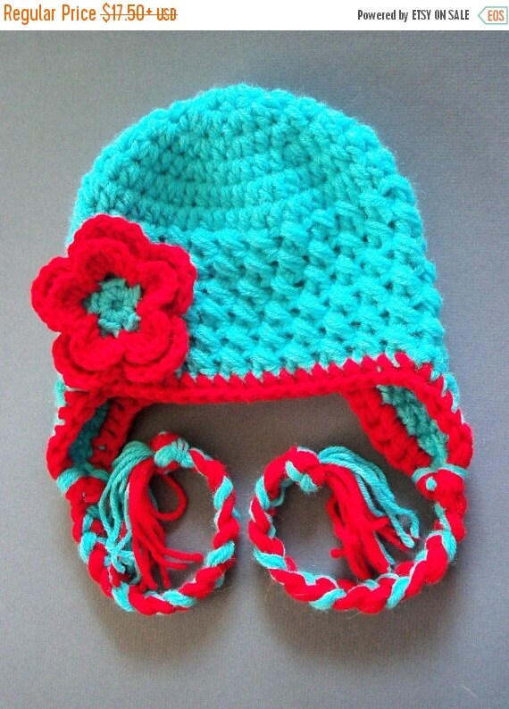 Children Crochet Hat Toddler Ear Flap Hat Baby Girl by LovelyJC