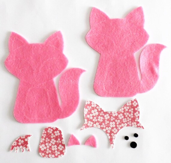 Pink Fox Sewing Kit, Felt HandSewing Kit Craft Felt Sewing Kit, Kid