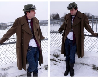Vintage RCASC Great Coat - Vintage Canadian Military Overcoat - Steampunk Army Coat - Army Uniform Wool Coat - WWII Re-Enacting Uniform Coat
