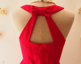 Love Potion - Red Prom Dress Scarlet Red Party Dress Backless Dress Vintage Sundress Cheap Bridesmaid Dress Wedding Summer Dress