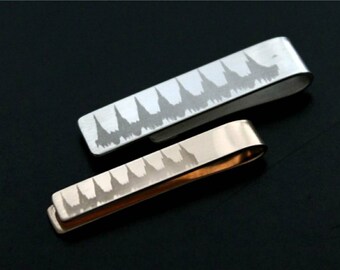 Heartbeat Tie Bar, Tie Bar, Handwriting Tie Clip, Signature Tie Clip, Silver, Gold Filled, Copper Tie Bar, Engraved, "add a FINGERPRINT"