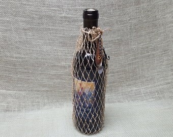 Fish Net Bag for Wine or Gifts - Embellished with a Replica Heddon Lure