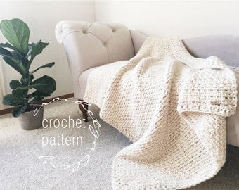 CROCHET Pattern Chunky Blanket Throw Afghan Pattern The IRISH MOSS Blanket