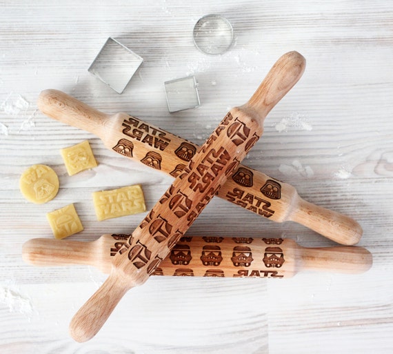 Set of 3 Star Wars Engraved rolling-pin - Darth Vader, Stormtrooper, Boba fett pattern - Embossed Rolling Pin