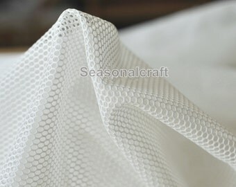 White Black Mesh Fabric For Bags Lining Desinger Clothes Hollowed- 1/2 yard (QT696)
