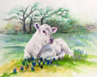 Calf painting | Etsy