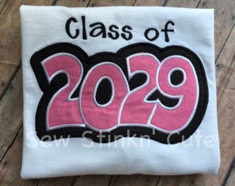 Personalized Machine Embroidered/Appliqued Class of 2029 Shirt