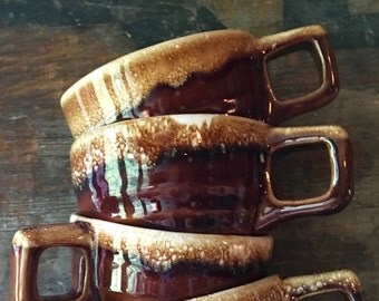 Coffee Cup, Brown Drip Bee Hive Monmouth Pottery ca. 1960s