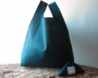 man lunch bag / minimal men tote bag / teal cotton shopper / elegant woman bag / reusable grocery bag handmade with petrol blue cotton