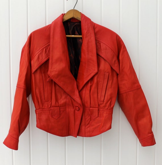 Red Leather Jacket Vintage Riding Jacket by NotMadeInChinaFinds