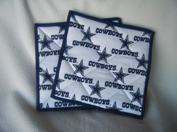 Large Cowboy's Football Fabric Quilted Potholders - Set of 2 - HANDMADE BY ME