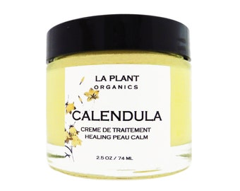 Organic CALENDULA Face BALM Cream - Calming, Healing, Deeply Nourishing and Moisturizing. Great for all skin types 2.5 OZ Glass Jar
