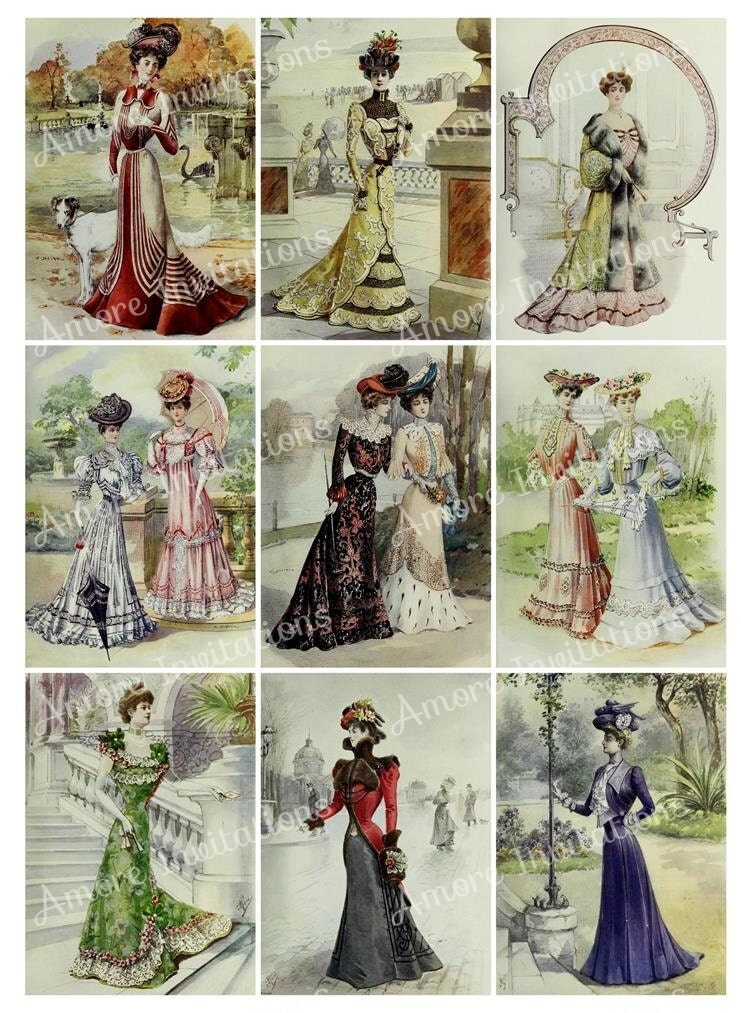 Printable Victorian / Vintage Ladies Fashion Digital Collage