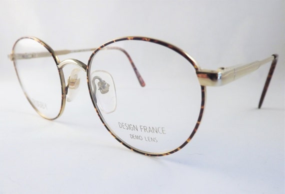 Tortoise Eyeglasses Gold Metal Frames Vintage Round 