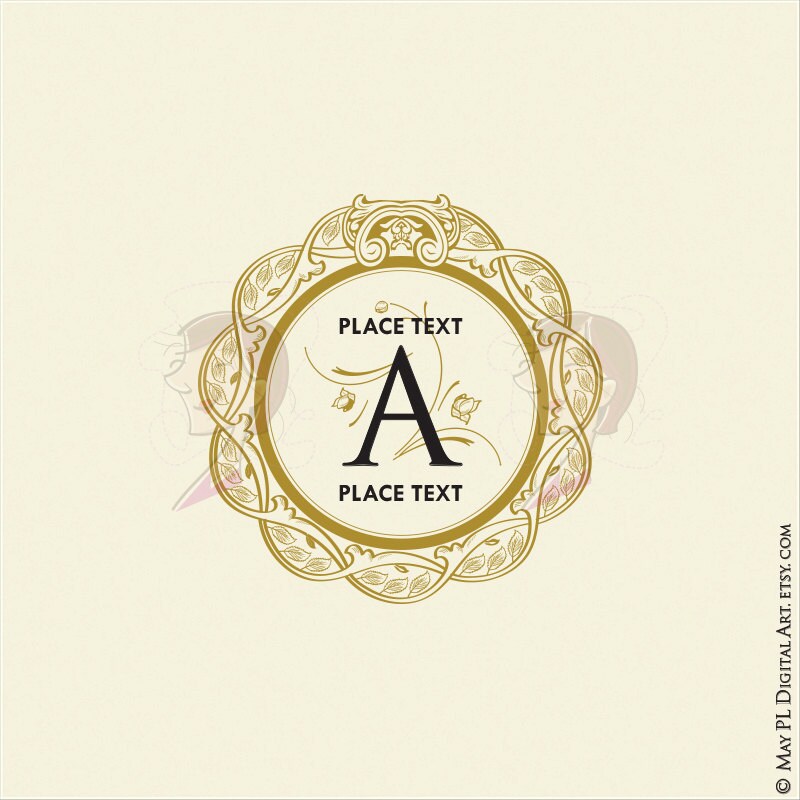 Download Vine Monogram Clipart Antique Gold Wedding Logo by MayPLDigitalArt