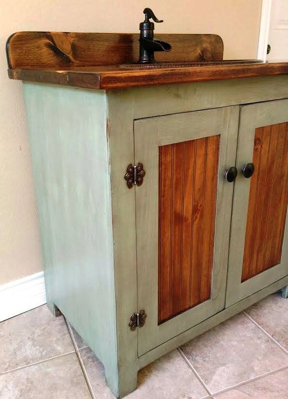 Country Pine Bathroom Vanity with Hammered Copper Sink: 36 ...