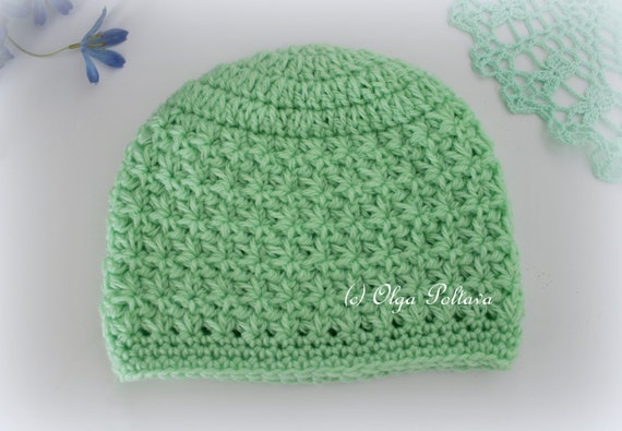 Star Stitch Crochet Baby Hat Beanie Pattern Size 0-3 Months