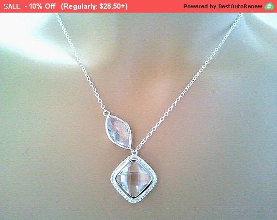 ICE Clear Crystal Wedding Necklace Lariat Necklace by LaLaCrystal