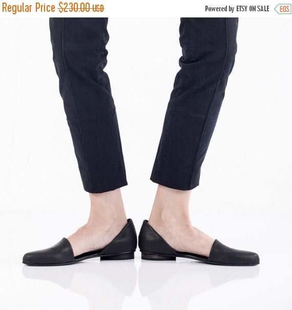SALE 30% OFF Flat leather shoes Black Leather by WalkByAnatDahari