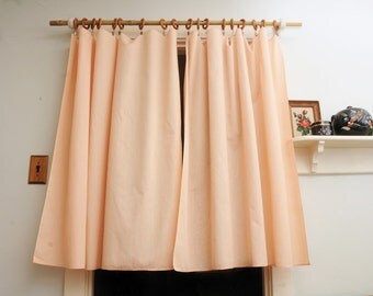 PAIR Peach Swiss Dot Curtain Panels Sheers