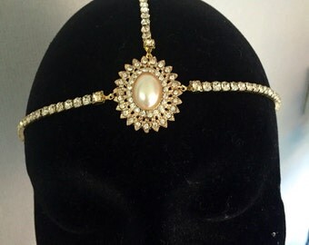 Gold 1920's head chain - Great Gatsby headpiece - hair chain - Art Deco headdress - Flapper headband - 1920s dress -