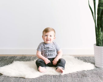 Christmas Vacation, "You Serious Clark" • Funny Modern Typographic Baby Bodysuit Design • Unique Infant Baby Outfit • FREE SHIPPING